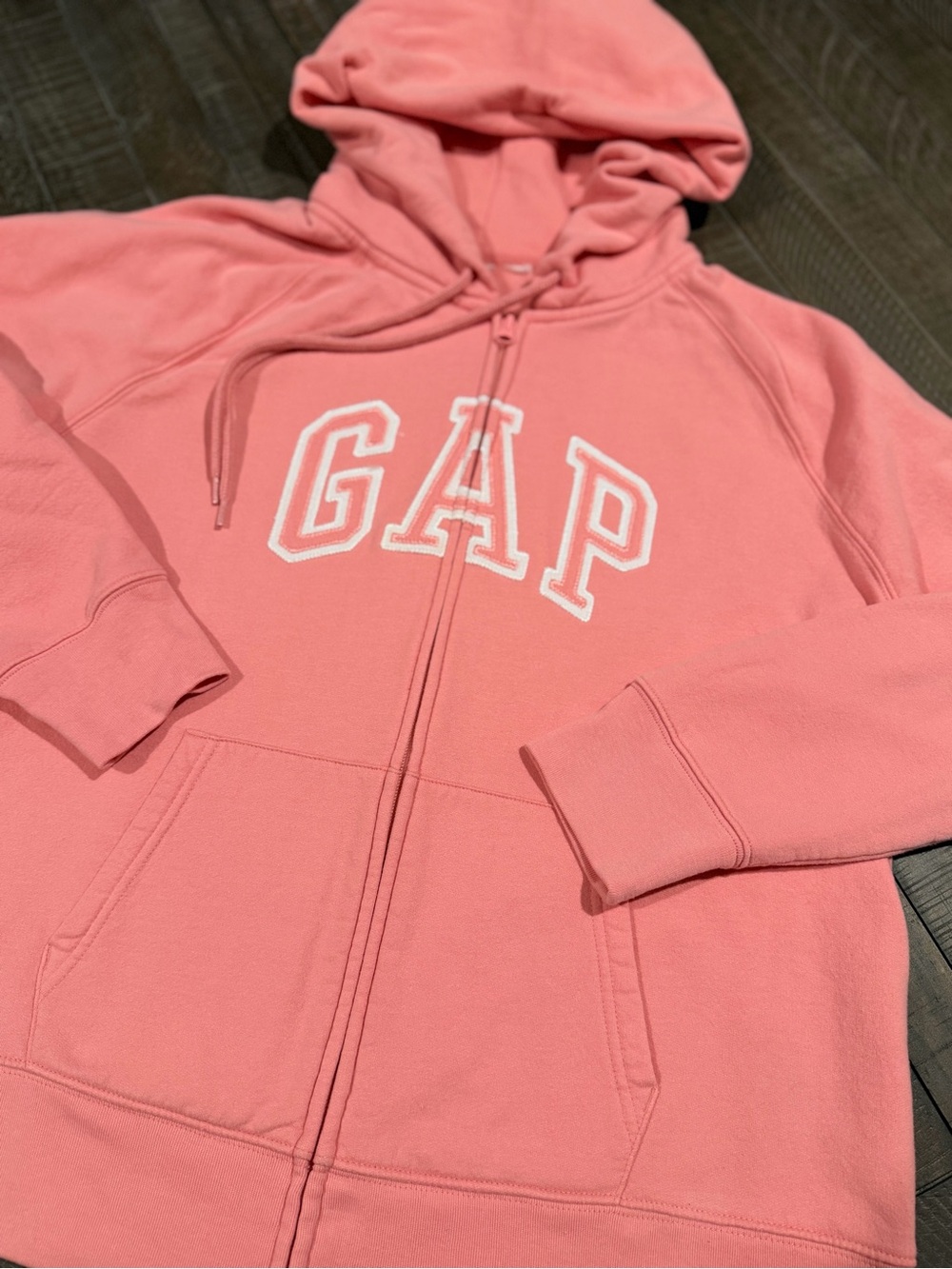 GAP Pink Varsity Logo Full Zip Hoodie – Women’s Large